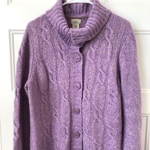 L.L. Bean Wool Cardigan Cable Knit